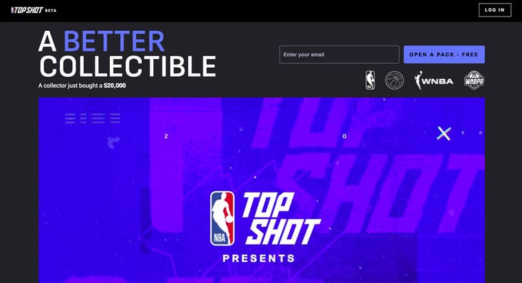 NBA Top Shotの公式サイト画像