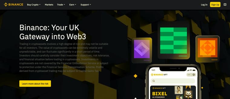 Binanceの公式サイト画像