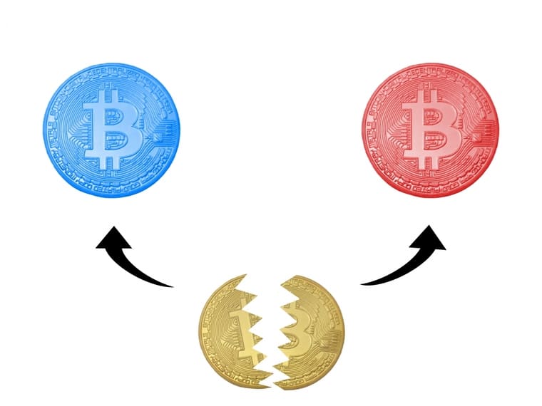ビットコイン分裂のイラスト画像