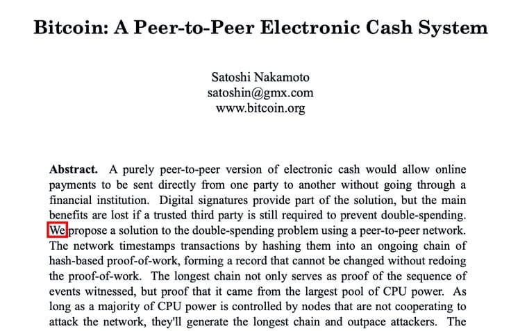 Bitcoin: A Peer-to-Peer Electronic Cash System原本の画像